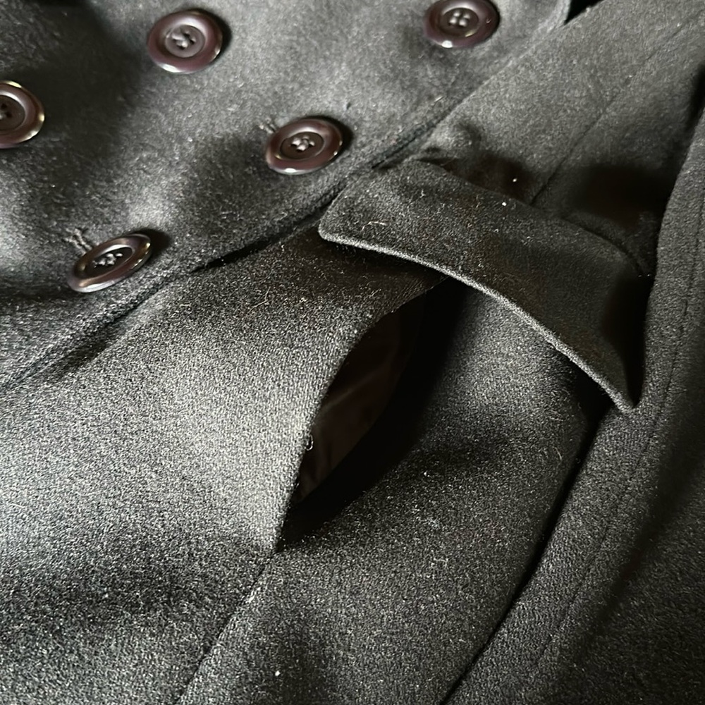 New York & Company Wool & Polyester Black Pea Coat - Picture 6 of 16